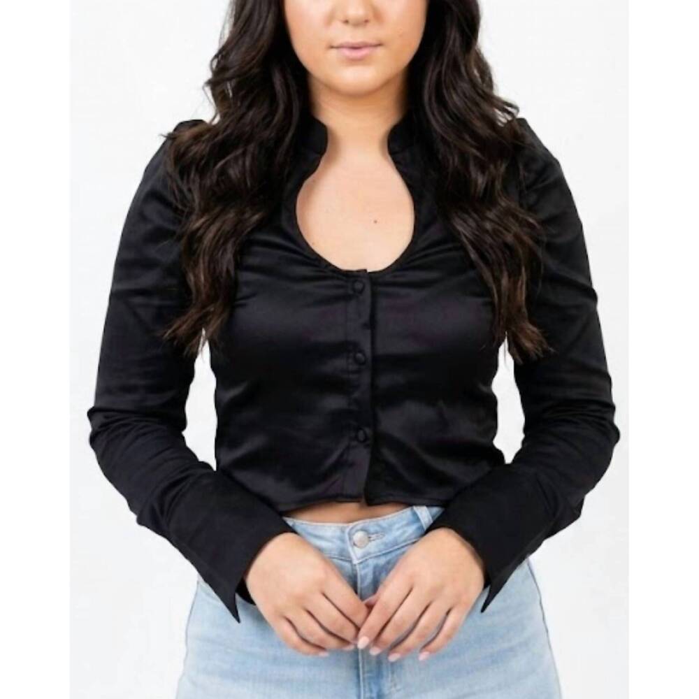 NEW THE SHIRT giovanna cropped shirt in black